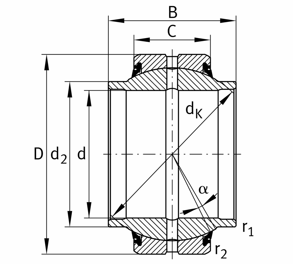 Сферический шарнирный подшипник INA GE20-HO-2RS-E