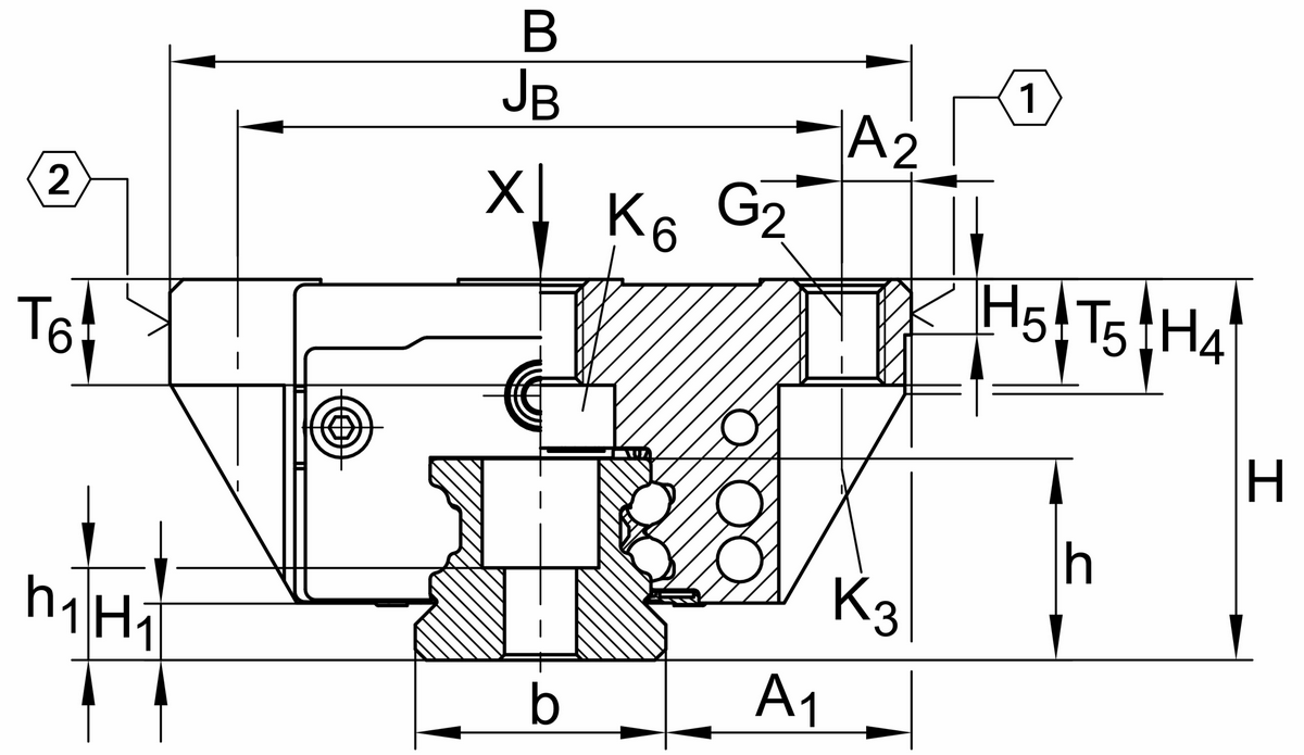 Шариковая линейная направляющая INA KUVE15-B