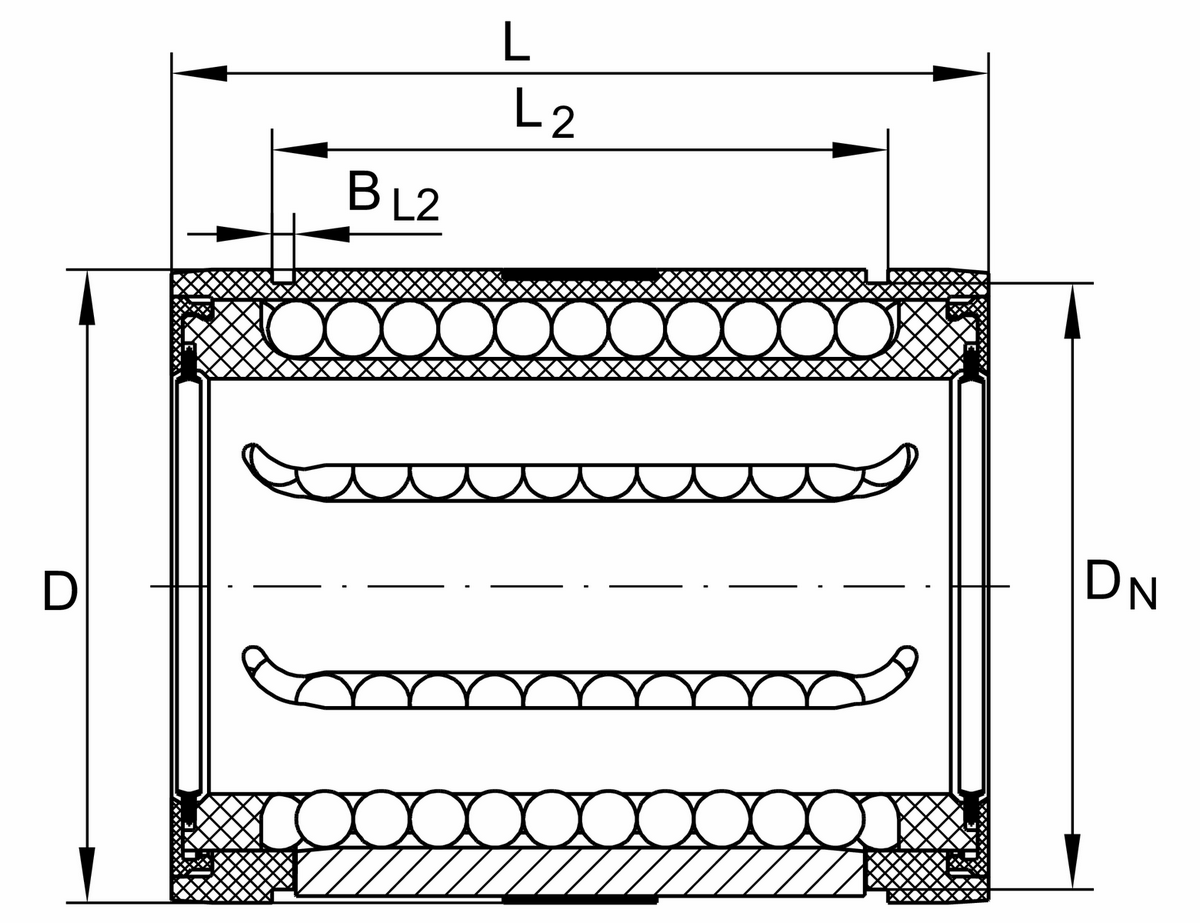 Шарикоподшипник для линейного перемещения INA KN50-B-PP