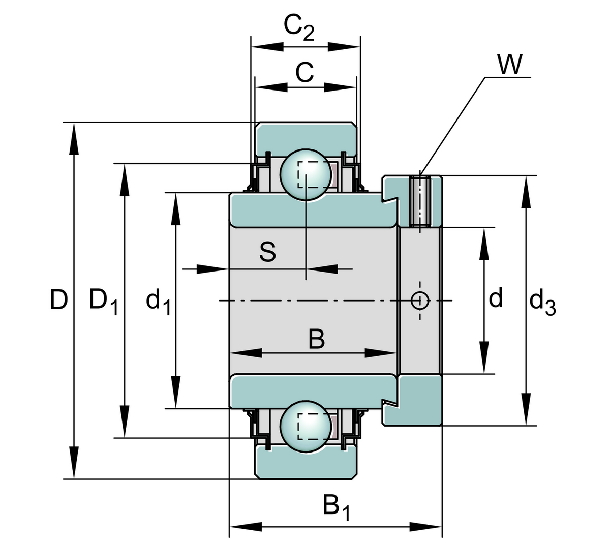 Радиальный закрепляемый шарикоподшипник INA E45-XL-KLL (E45-KLL)