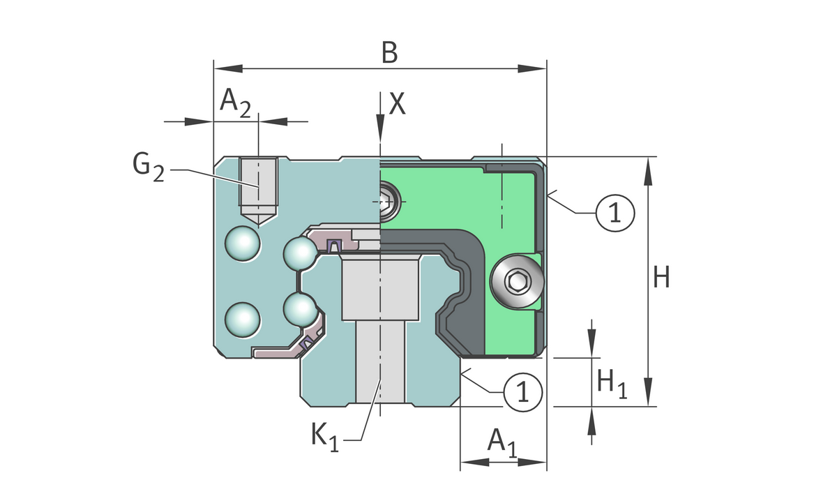 Каретка шариковой линейной направляющей качения с циркуляцией INA KWLTS15-ESC-V0-G4