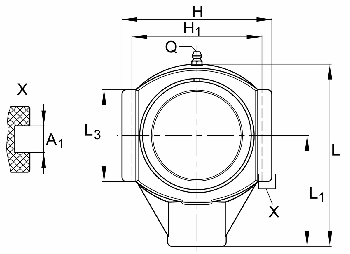 Корпусной узел с закрепляемым подшипником RHEY40-TV-VA