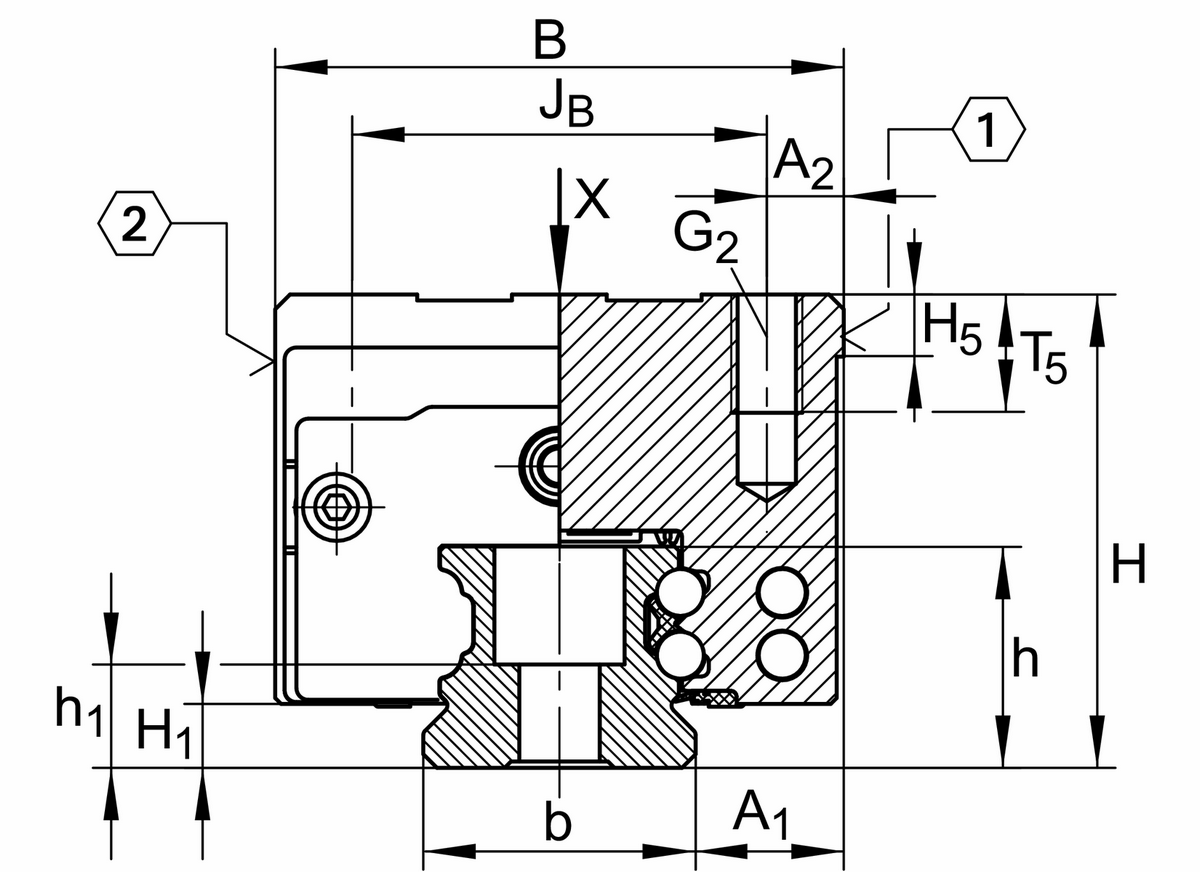 Каретка шариковой линейной направляющей качения с циркуляцией INA KWVE45-B-H