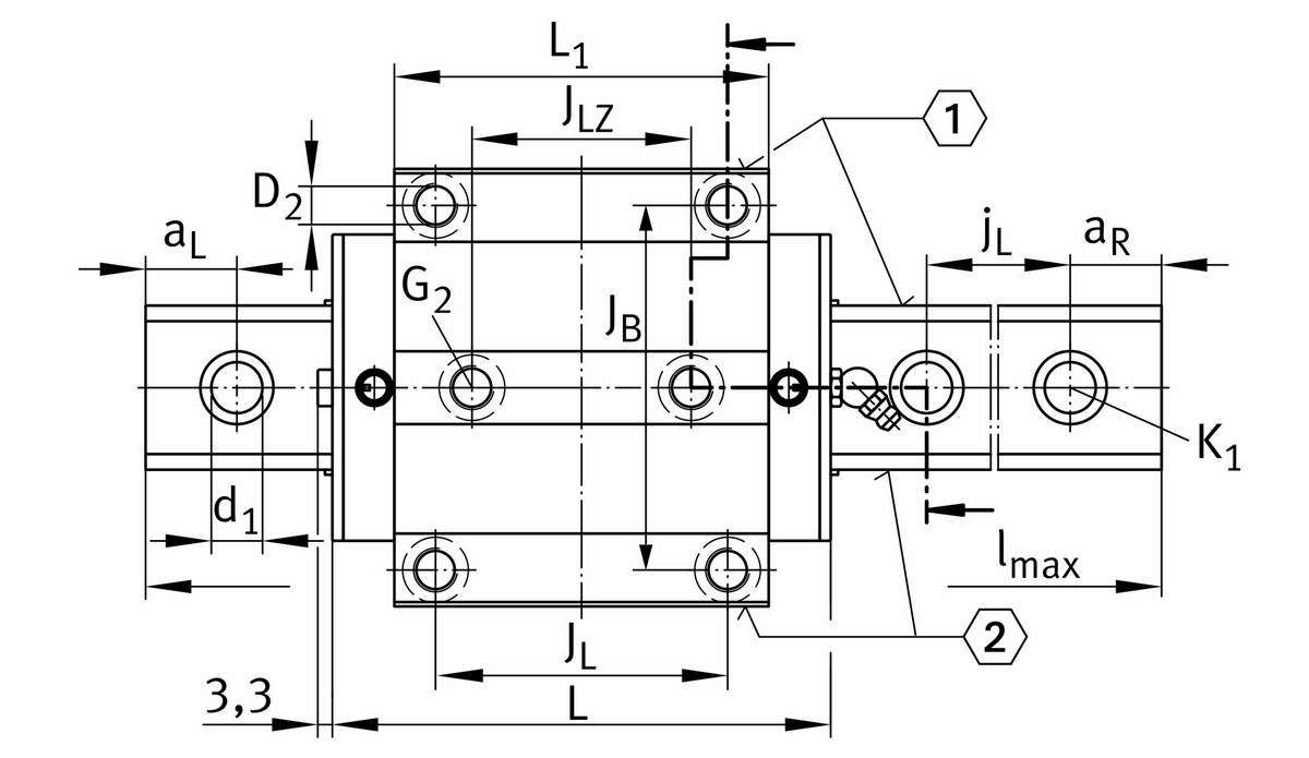 Шариковая линейная направляющая INA KUSE30