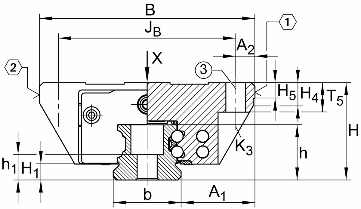 Каретка шариковой линейной направляющей качения с циркуляцией INA KWVE15-B-EC
