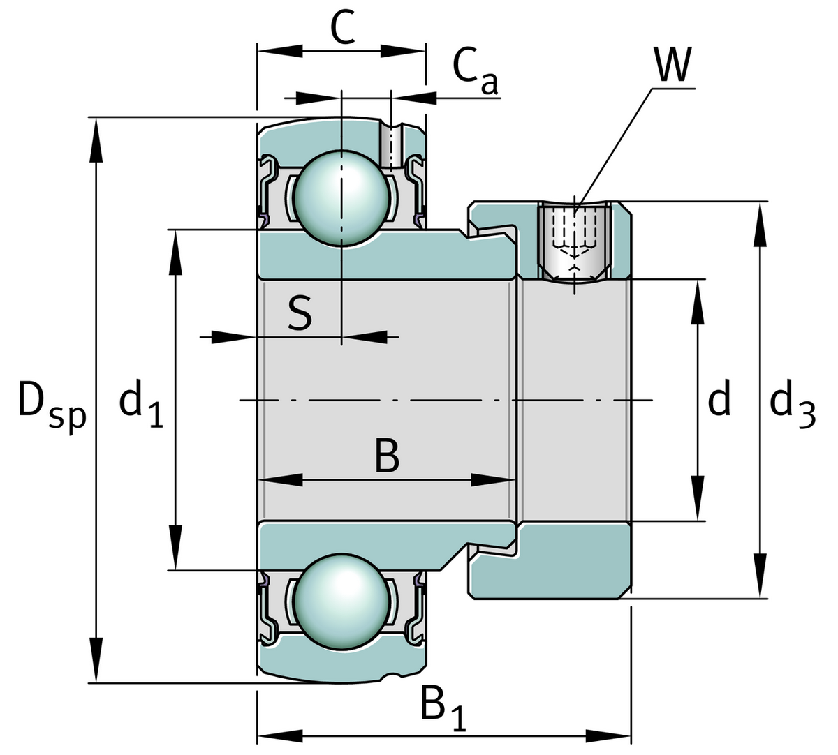 Радиальный закрепляемый шарикоподшипник INA GE40-KRR-B-FA107-VA-FD