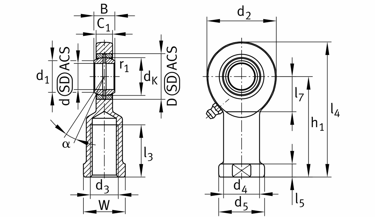 Шарнирная головка INA GU35-DO