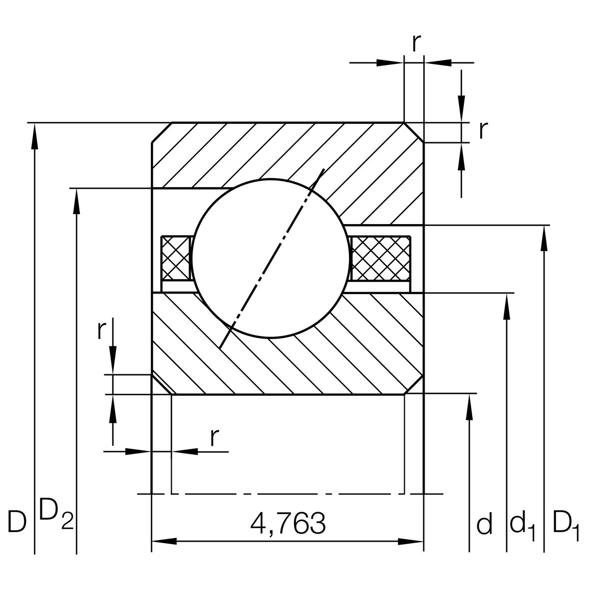 Радиально-упорный шарикоподшипник INA CSEAA010-TV