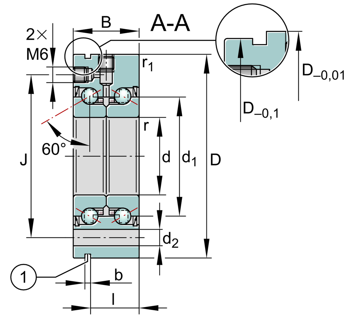Упорно-радиальный шарикоподшипник INA ZKLF50140-2RS-XL (ZKLF 50140.2RS, ZKLF50140-2RS)
