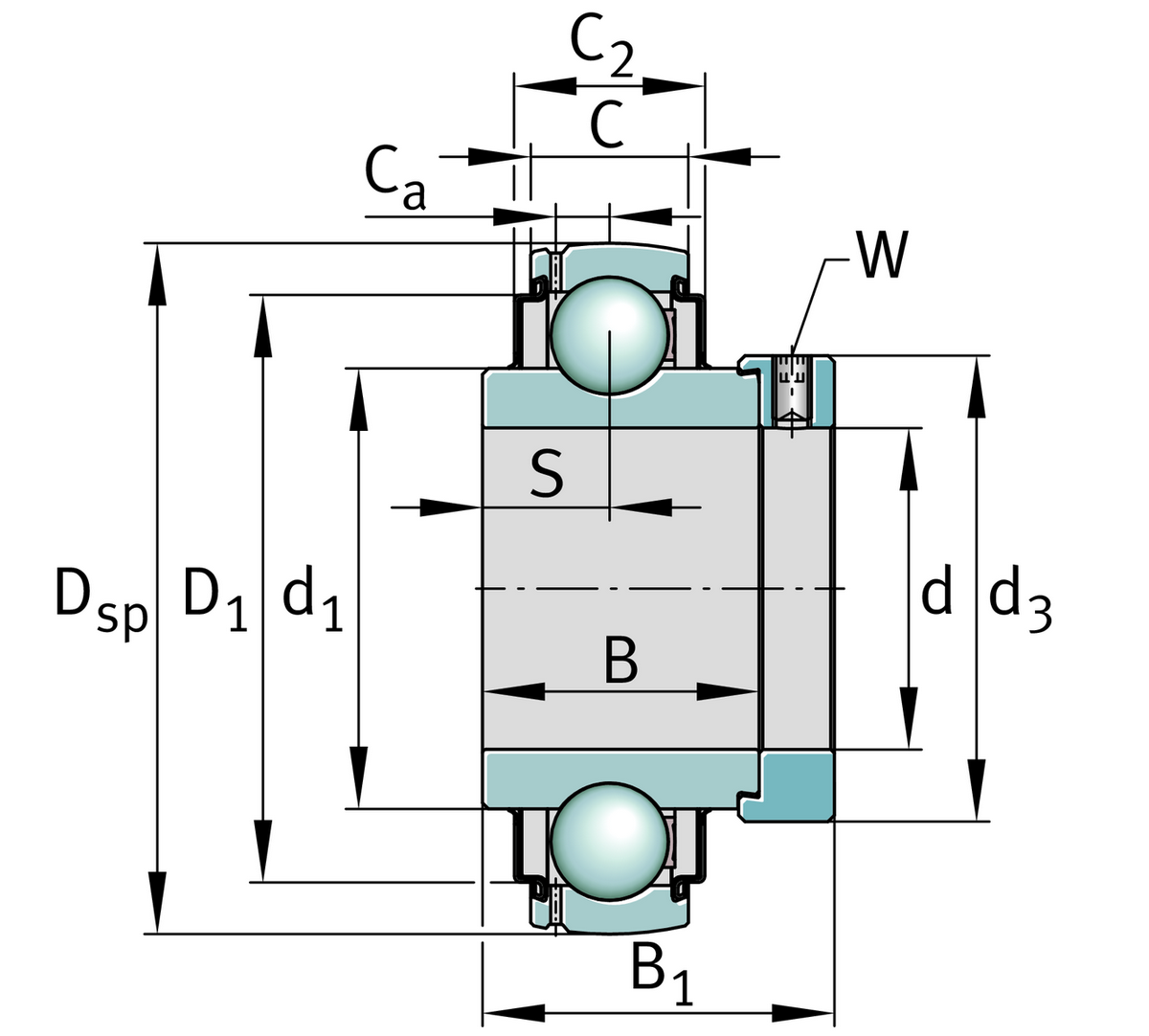 Радиальный закрепляемый шарикоподшипник INA GE100-XL-KRR-B (GE100-KRR-B)