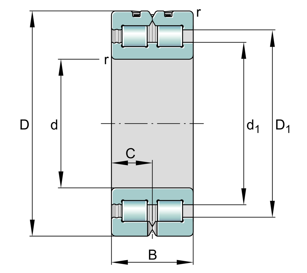 Цилиндрический роликоподшипник INA SL014856