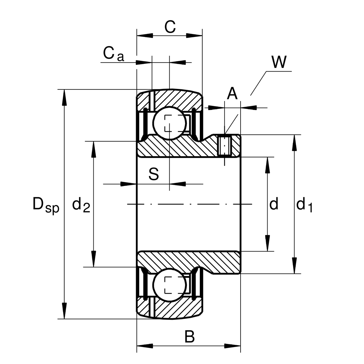 Радиальный закрепляемый шарикоподшипник INA GAY60-XL-NPP-B (GAY60-NPP-B)
