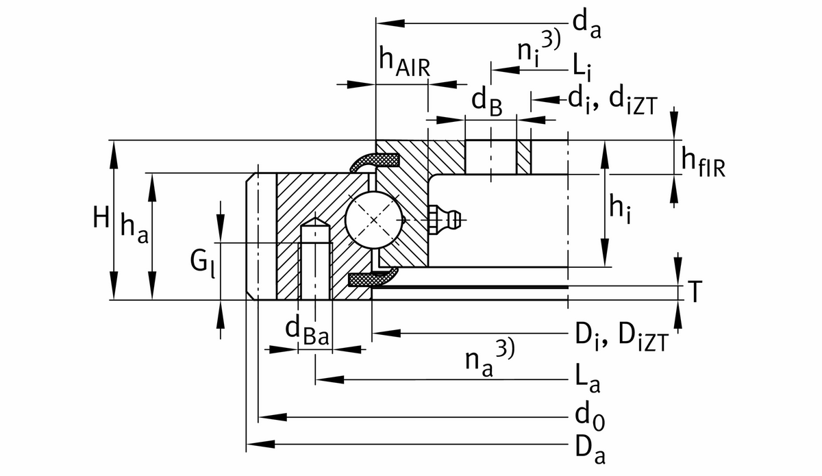 Опорно-поворотное устройство, подшипник с четырехточечным контактом, зубчатый венец на наружном кольце INA VLA200544-N-RL2