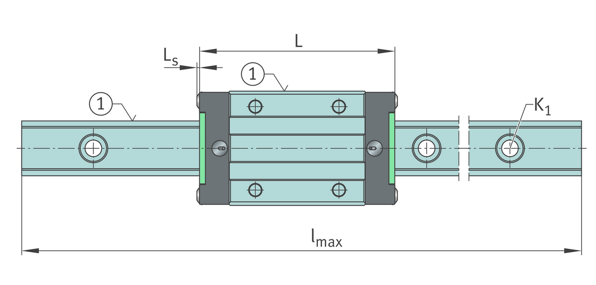 Каретка шариковой линейной направляющей качения с циркуляцией INA KWLT30-S-V1-G4