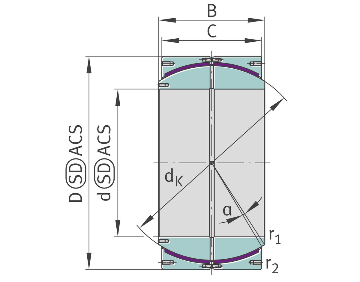 Сферический шарнирный подшипник INA GE280-HF