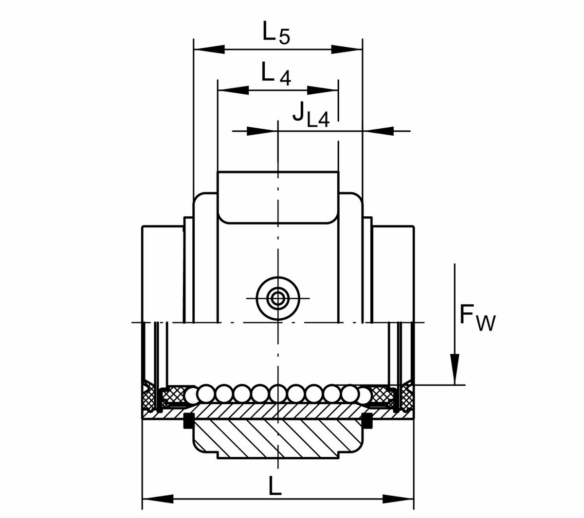Узел с шарикоподшипником для линейного перемещения INA KGBS12-PP-AS
