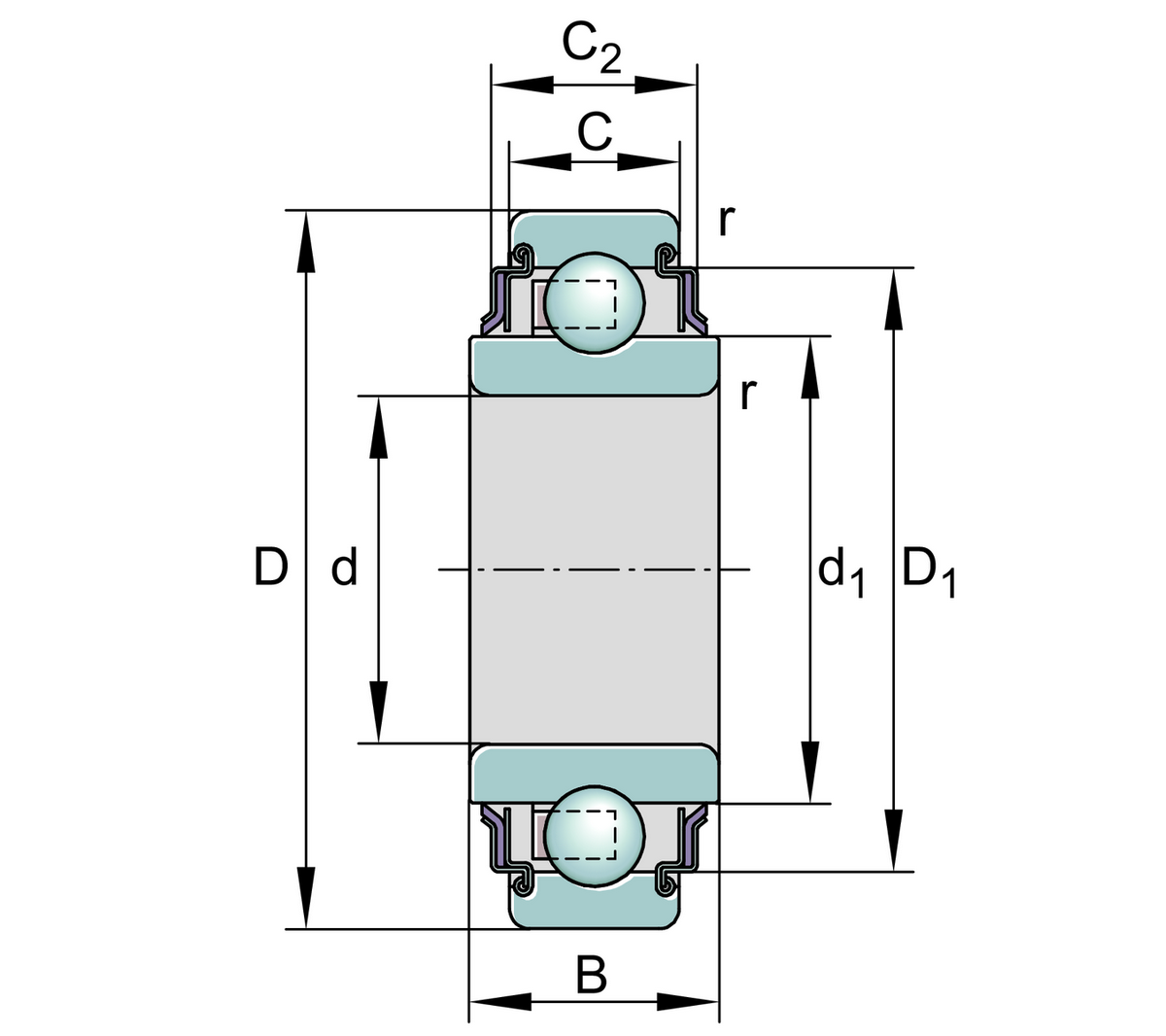 Радиальный шарикоподшипник INA 210-XL-KRR (210-KRR)