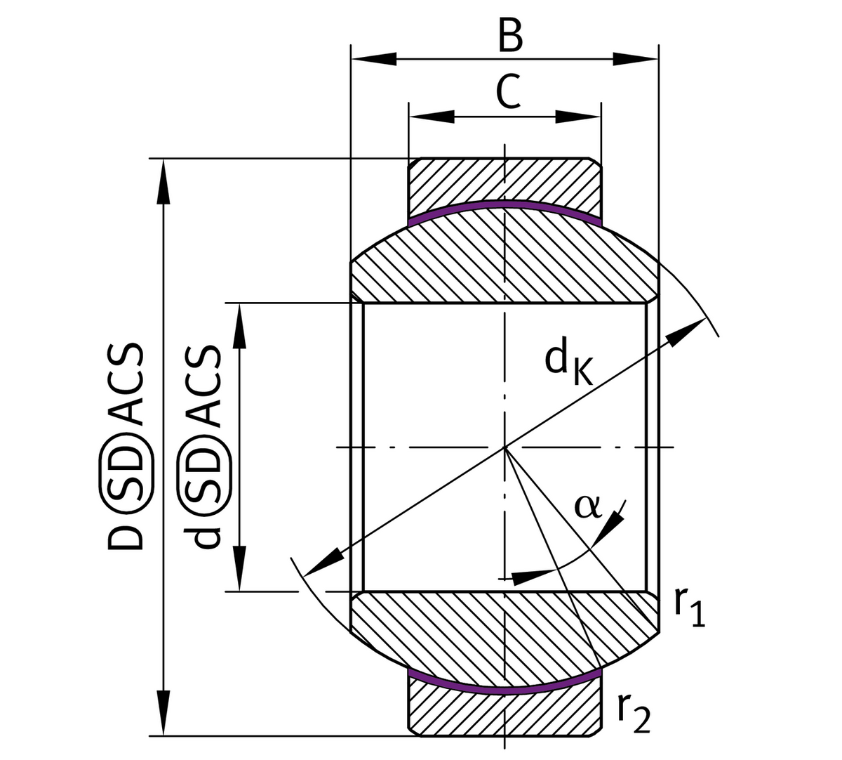 Сферический шарнирный подшипник INA GE15-FW