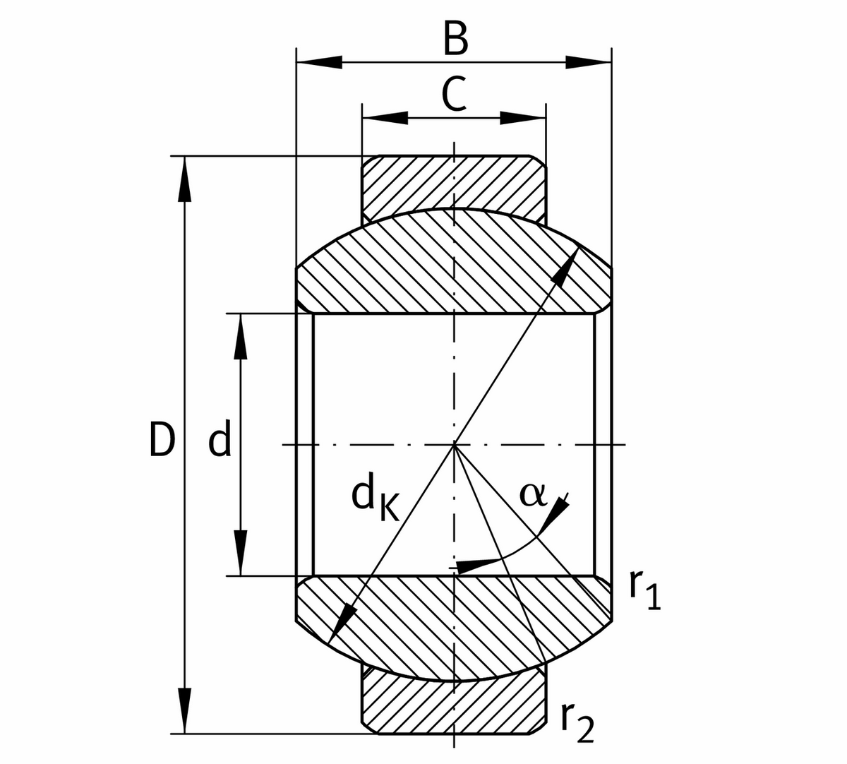 Сферический шарнирный подшипник INA GE6-FO