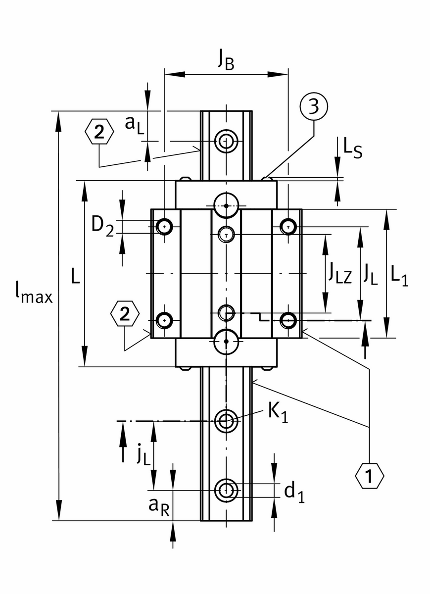 Каретка роликовой линейной направляющей качения с циркуляцией INA RWU35-F-L