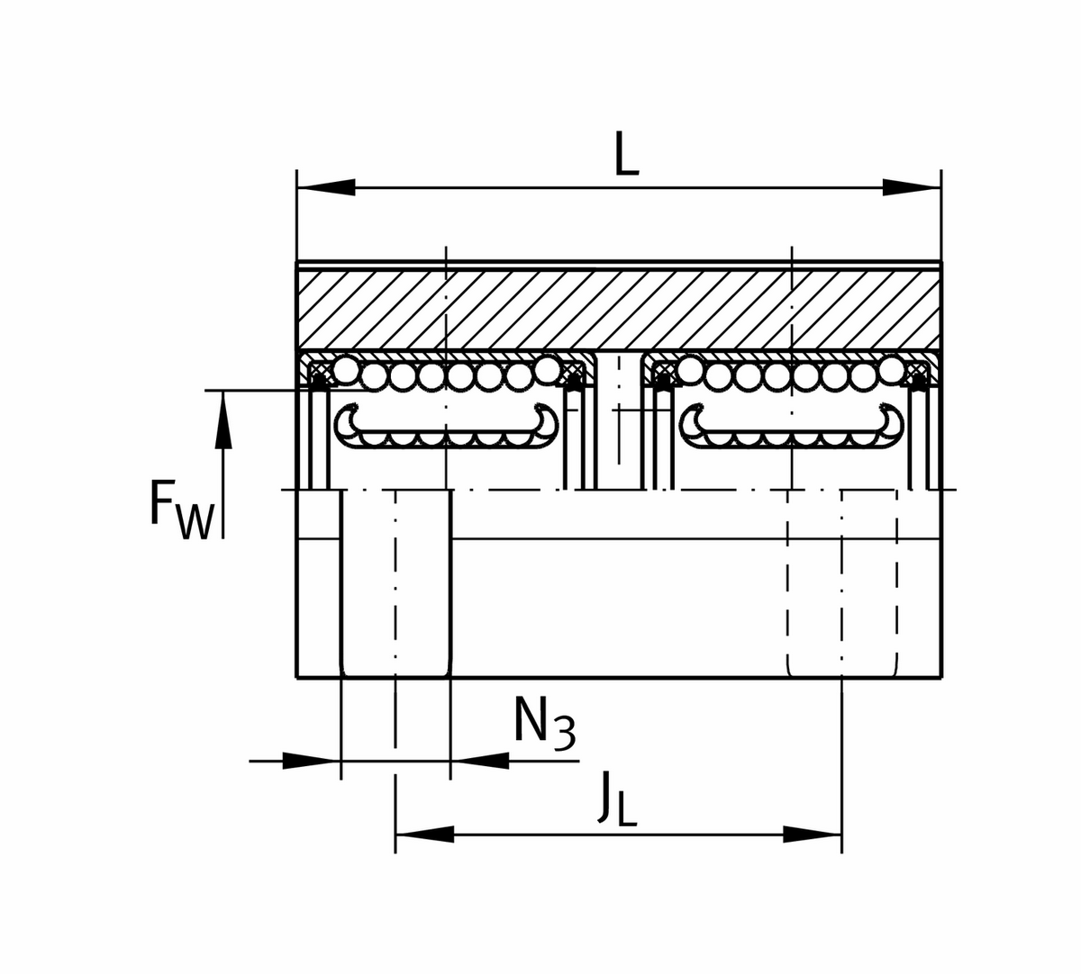 Узел с шарикоподшипником для линейного перемещения INA KTHK12-B-PP-AS