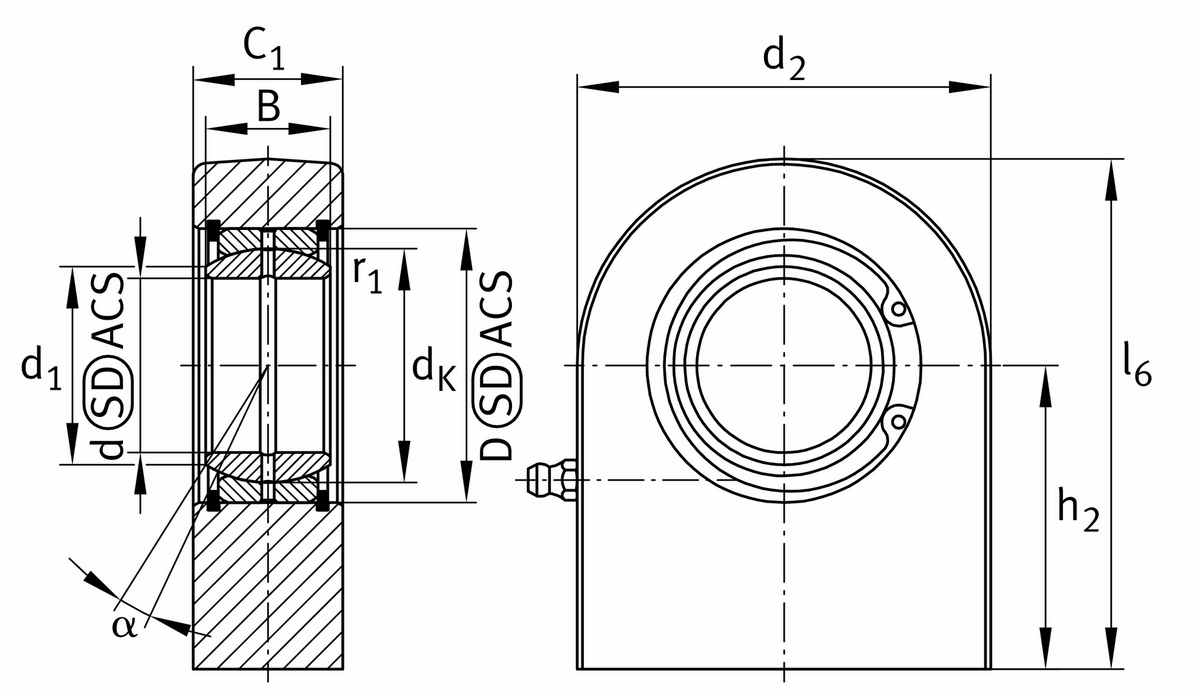 Шарнирная головка INA GF70-DO-2TS