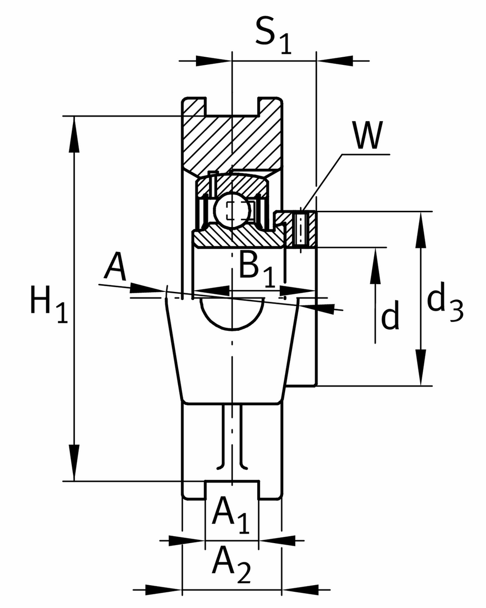 Корпусной узел с закрепляемым подшипником PTUE30-XL