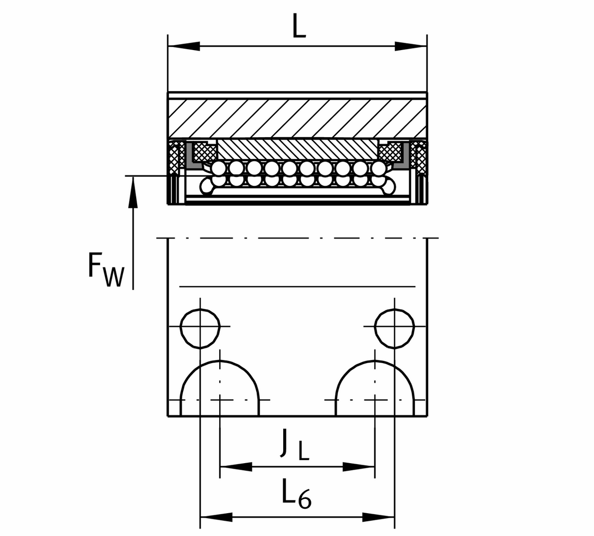 Узел с шарикоподшипником для линейного перемещения INA KGSCS20-PP-AS