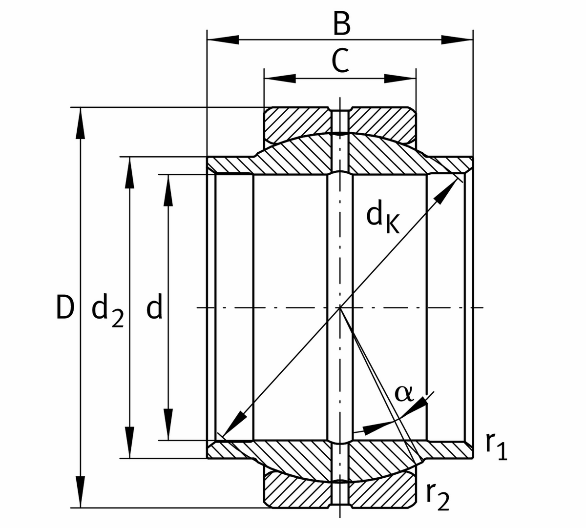 Сферический шарнирный подшипник INA GE250-LO