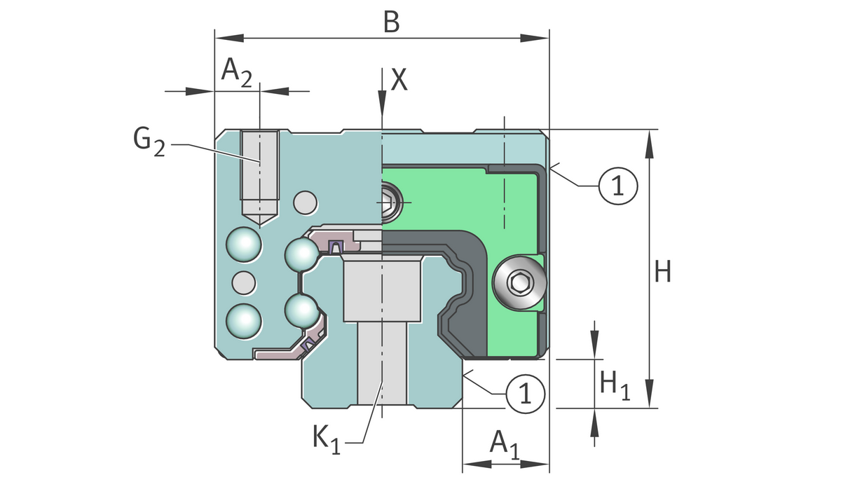 Каретка шариковой линейной направляющей качения с циркуляцией INA KWLT30-S-V1-G4