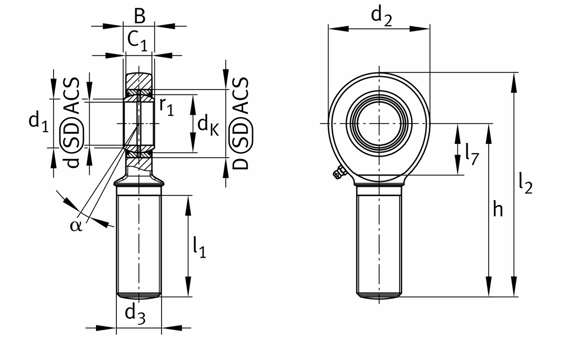 Шарнирная головка INA GAR50-FO-2RS