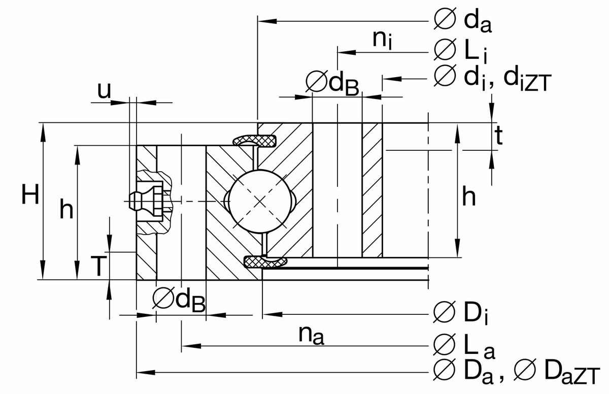 Опорно-поворотное устройство, подшипник с четырехточечным контактом, без зубчатого венца INA VU140179-RR-ZT-VSP